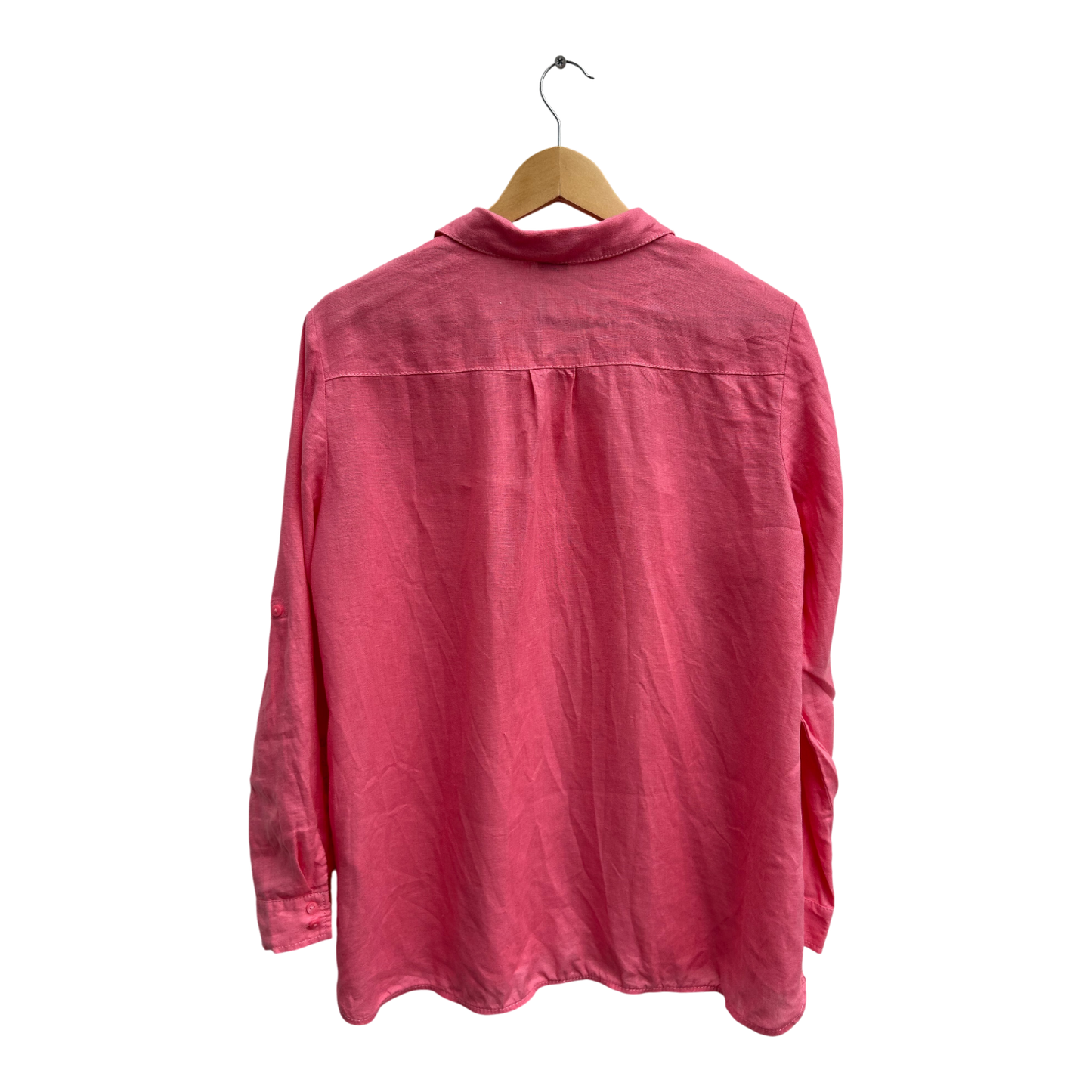 Gerry Weber Bluse Damen Gr 40 Koralle 100% Leinen Langarm Krempelärmel Sommer Elegant