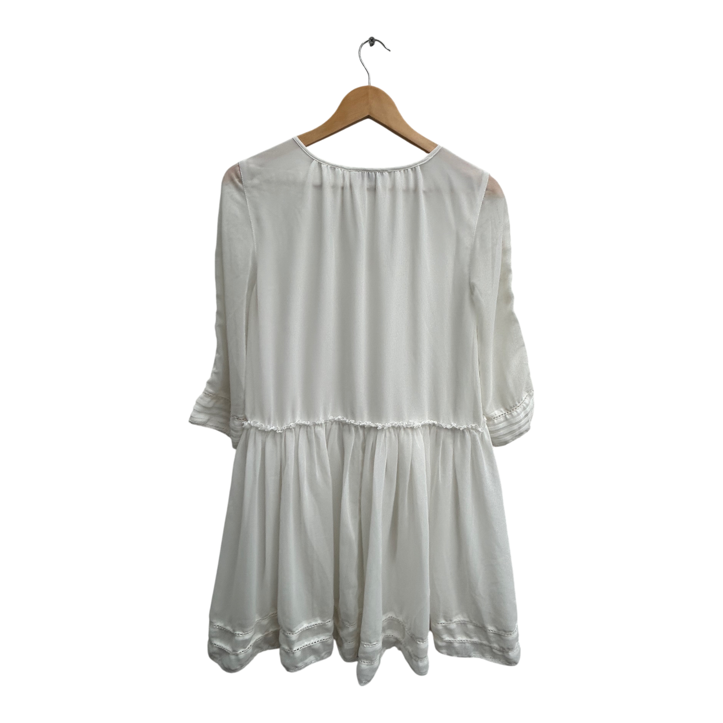 Gina Tunika Damen Gr 40 Creme Weiß Stickerei Boho Sommer Bluse Elegant Chiffon