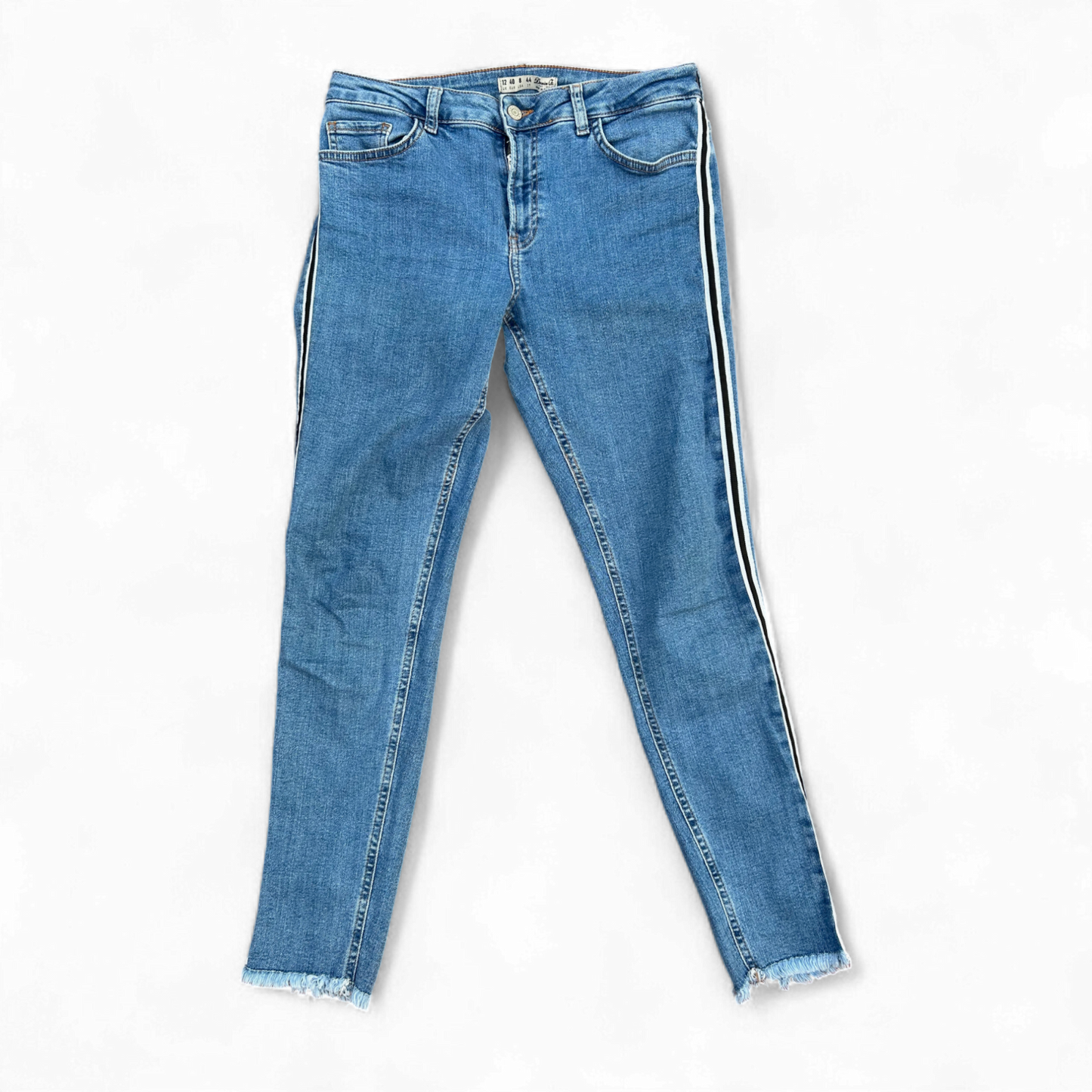 🩵 Denim & Co Jeans Gr. 40 – mit Streifen & Fransensaum 🩵
