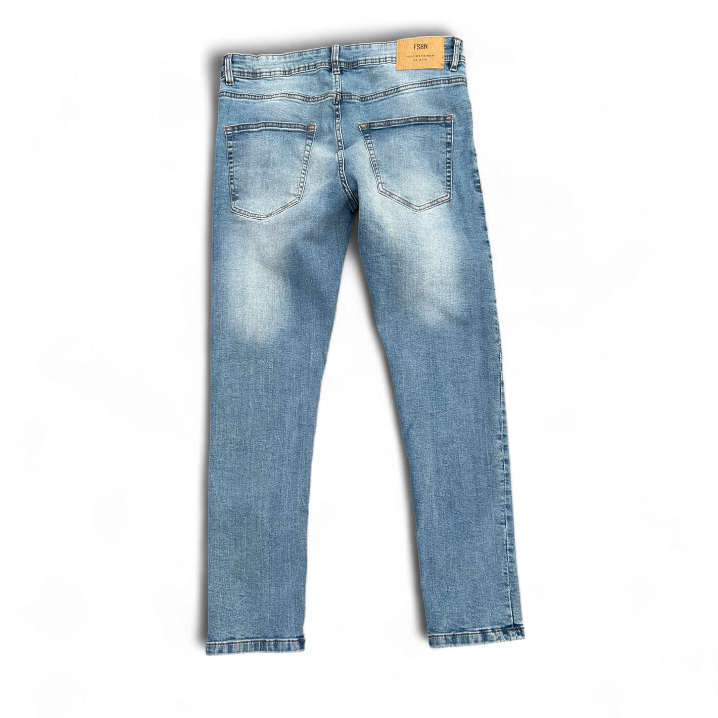 FSBN Jeans Herren Hellblau Größe 34 30 Stretch Used Look