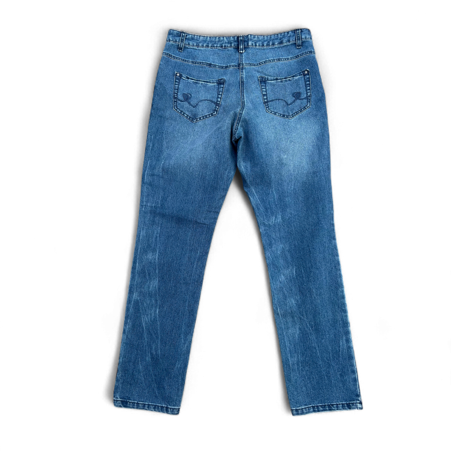 Gina Benotti Jeans Damen Gr 44 Straight Fit Blau Denim Hose Baumwolle Klassisch