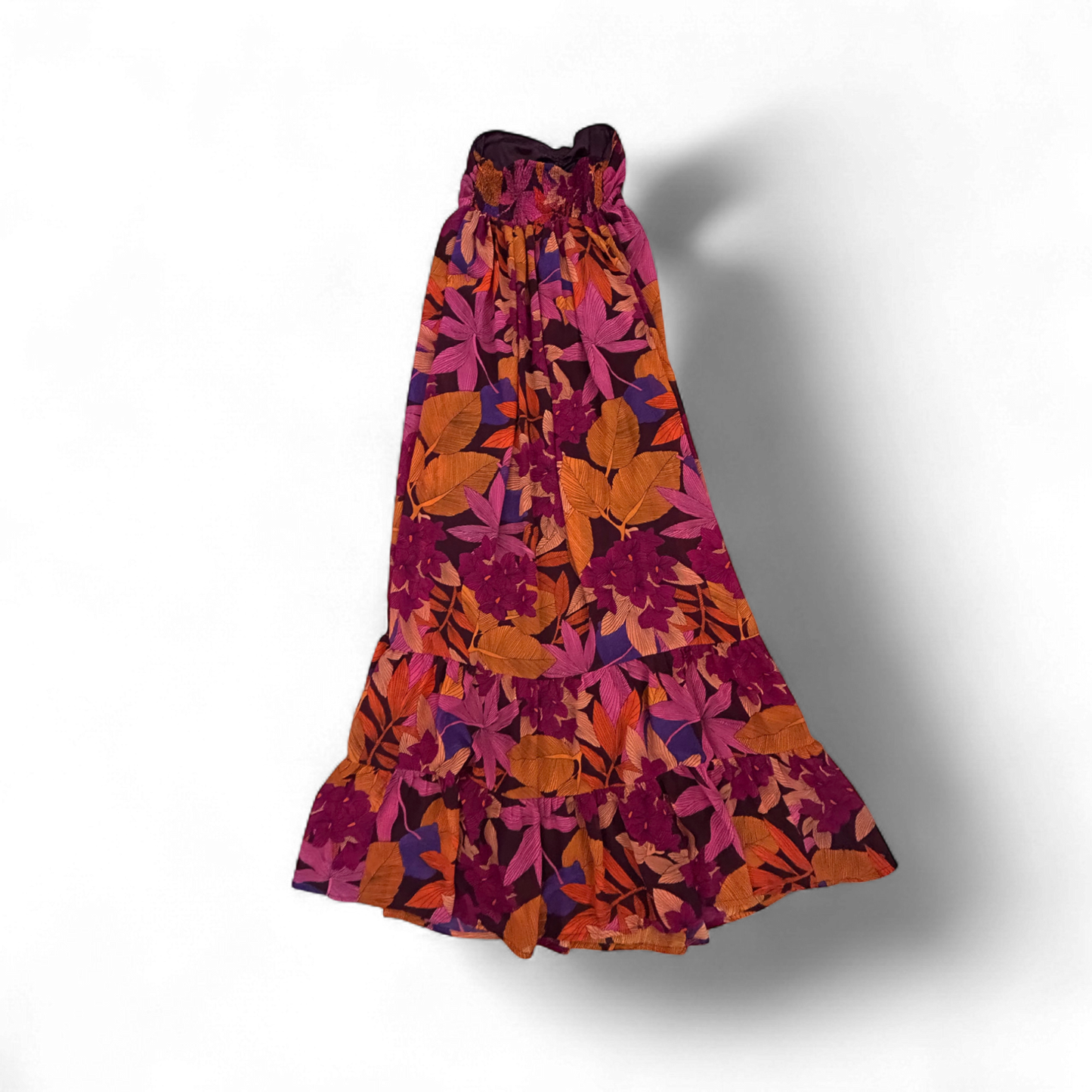 H&M Kleid Damen Dress Damenkleid Gr. 36 Orange Pink Blumen Sommer Maxikleid Look