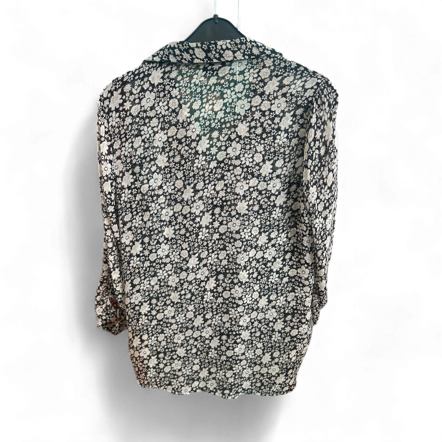 Gina Benotti Bluse Damen Gr L Schwarz Weiß Blumen Muster Freizeit Elegant Neu