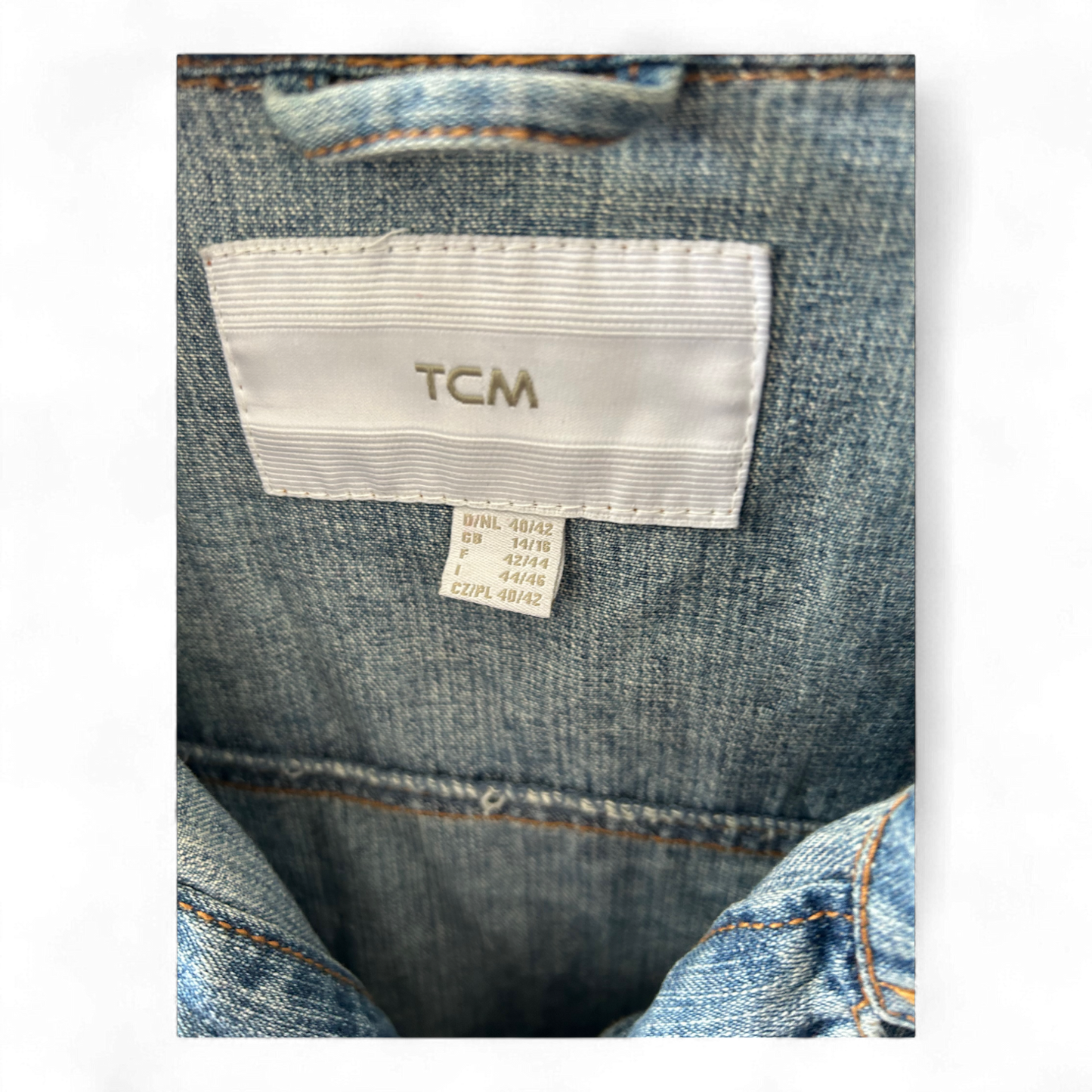 TCM Jeansjacke Damen 40 42 Blau 100 % Baumwolle Klassisch Kurz Vintage Look