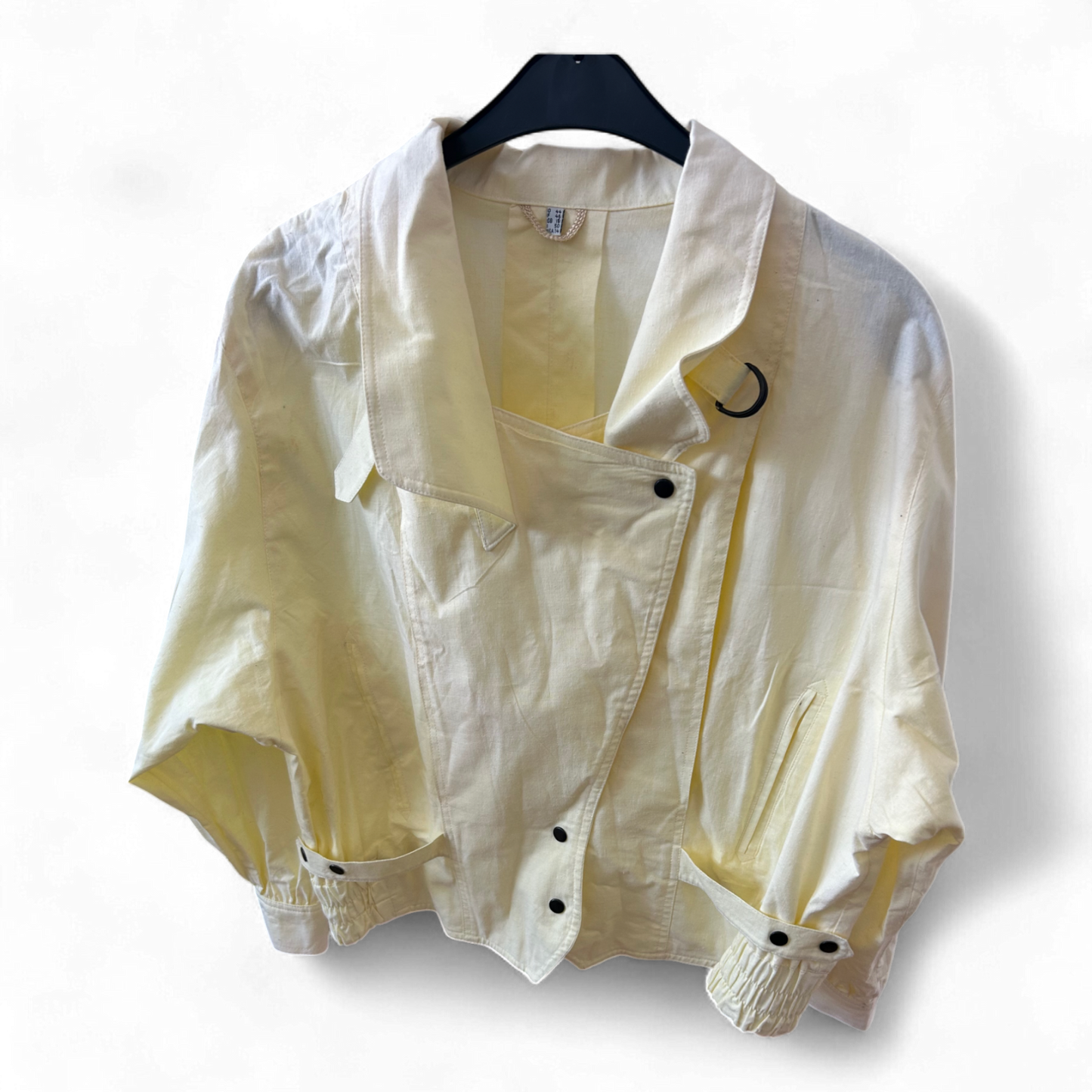 Vintage Damenjacke 44 Gelb Oversize 100 % Baumwolle 80er Look Revers D-Ring