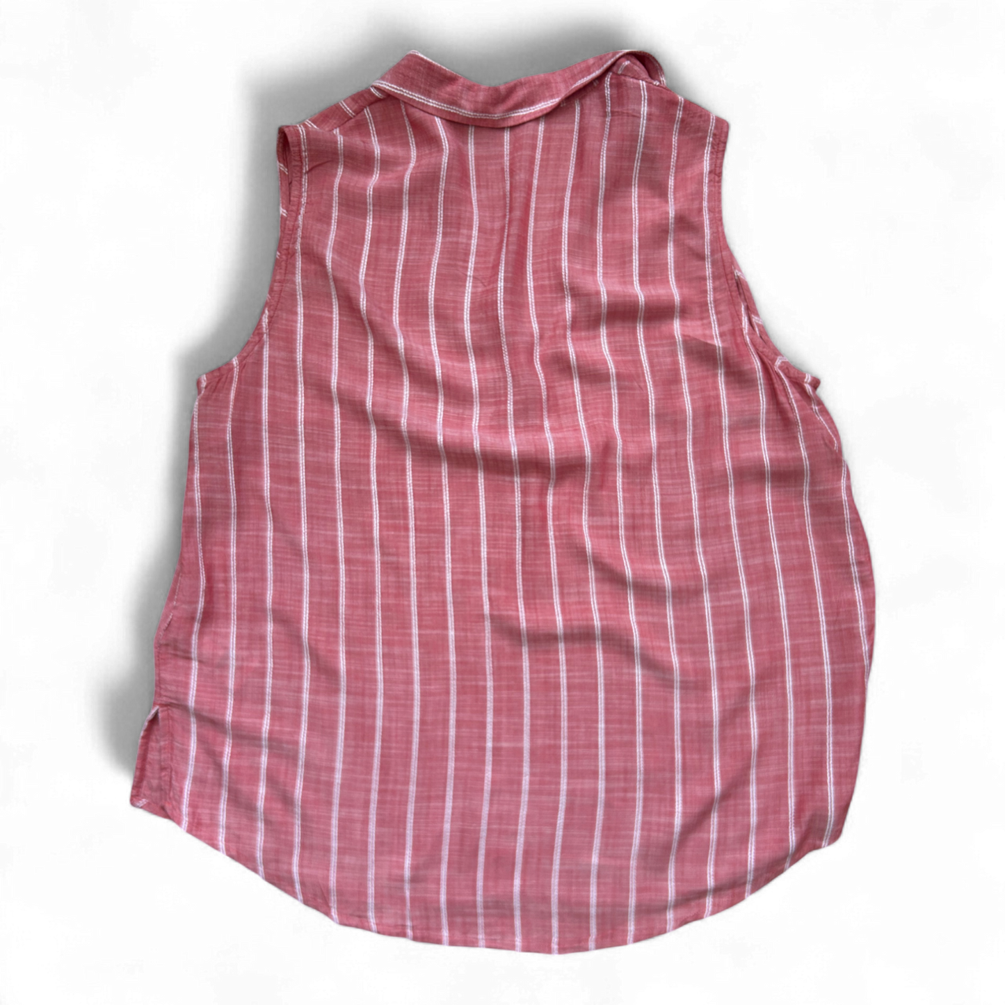 Tom Tailor Damen Top Gr. 46 Viskose Rot Weiß Gestreift Ärmellos Sommer