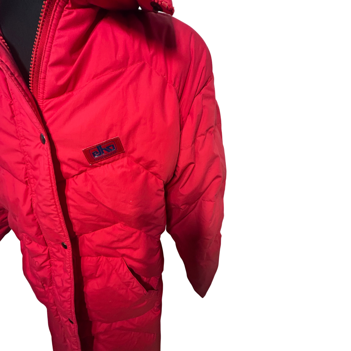 Elho Vintage Daunenmantel Rot Gr 40 90s Lang Daunenjacke Wintermantel Damen