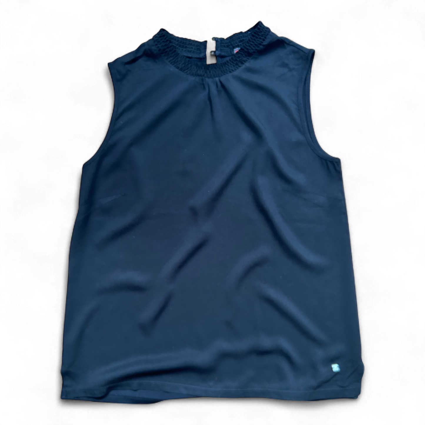 Street One Damen Top 40 Schwarz Smockkragen Ärmellos Stretch Look Sommer Bluse