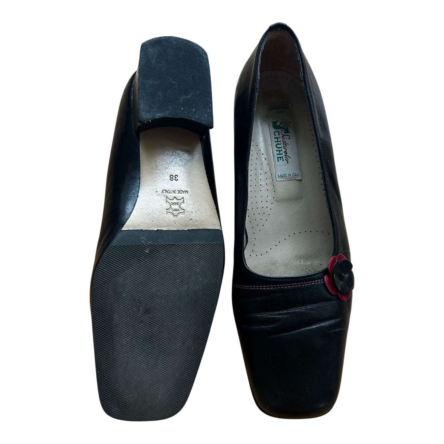 Südtiroler Halbschuh Damen Leder Made in Italy Gr 38 Schwarz Elegant