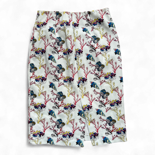 & Other Stories Rock Weiß Bunt Gr 40 – Baumwolle – Maritimes Meeresmotiv Sommer