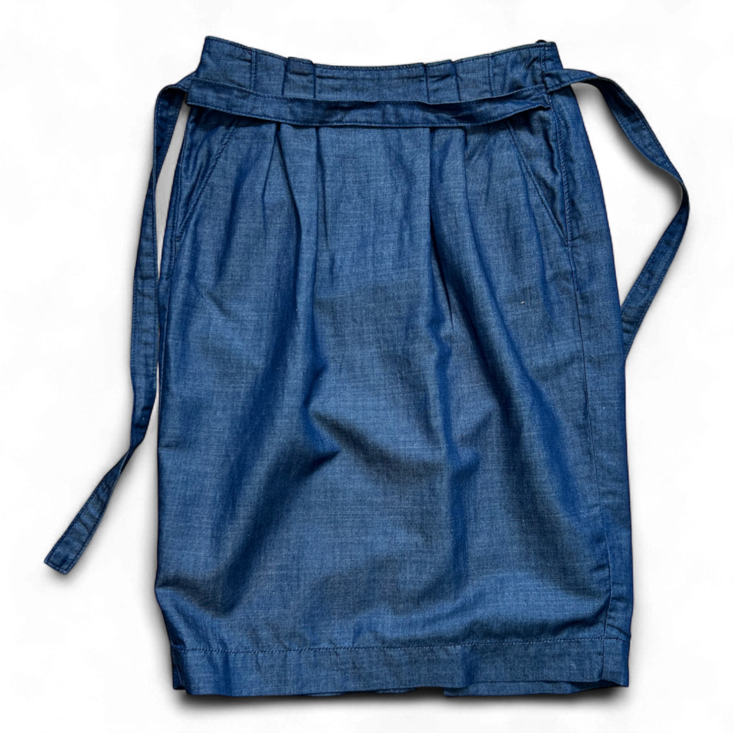 Tommy Hilfiger Damen Jeansrock Blue Gr 36 Baumwolle Leinen Gürtel Knielang Sommer