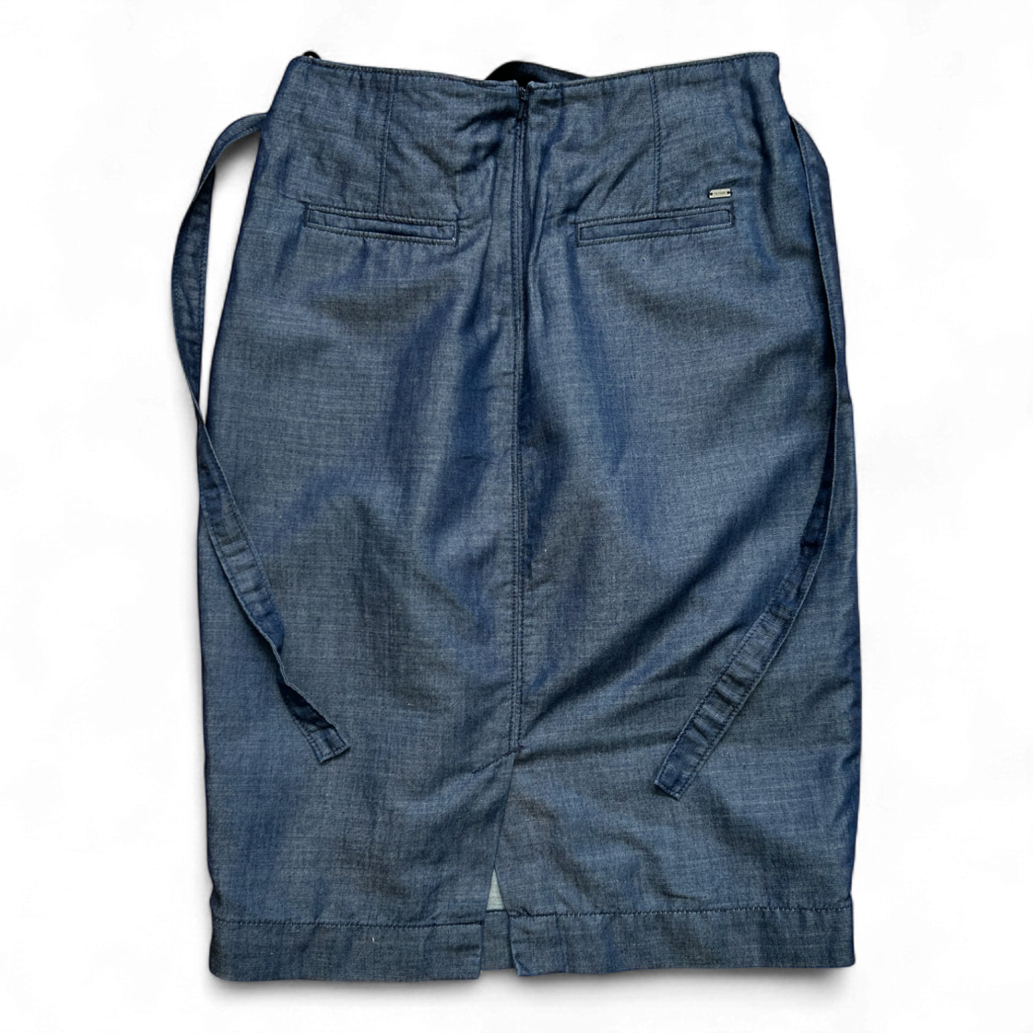 Tommy Hilfiger Damen Jeansrock Blue Gr 36 Baumwolle Leinen Gürtel Knielang Sommer