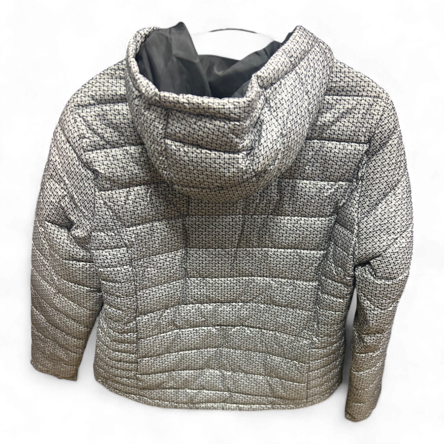 Janina Damenjacke Gr 36 Grau Muster Kapuze Steppjacke Gefüttert 62 cm