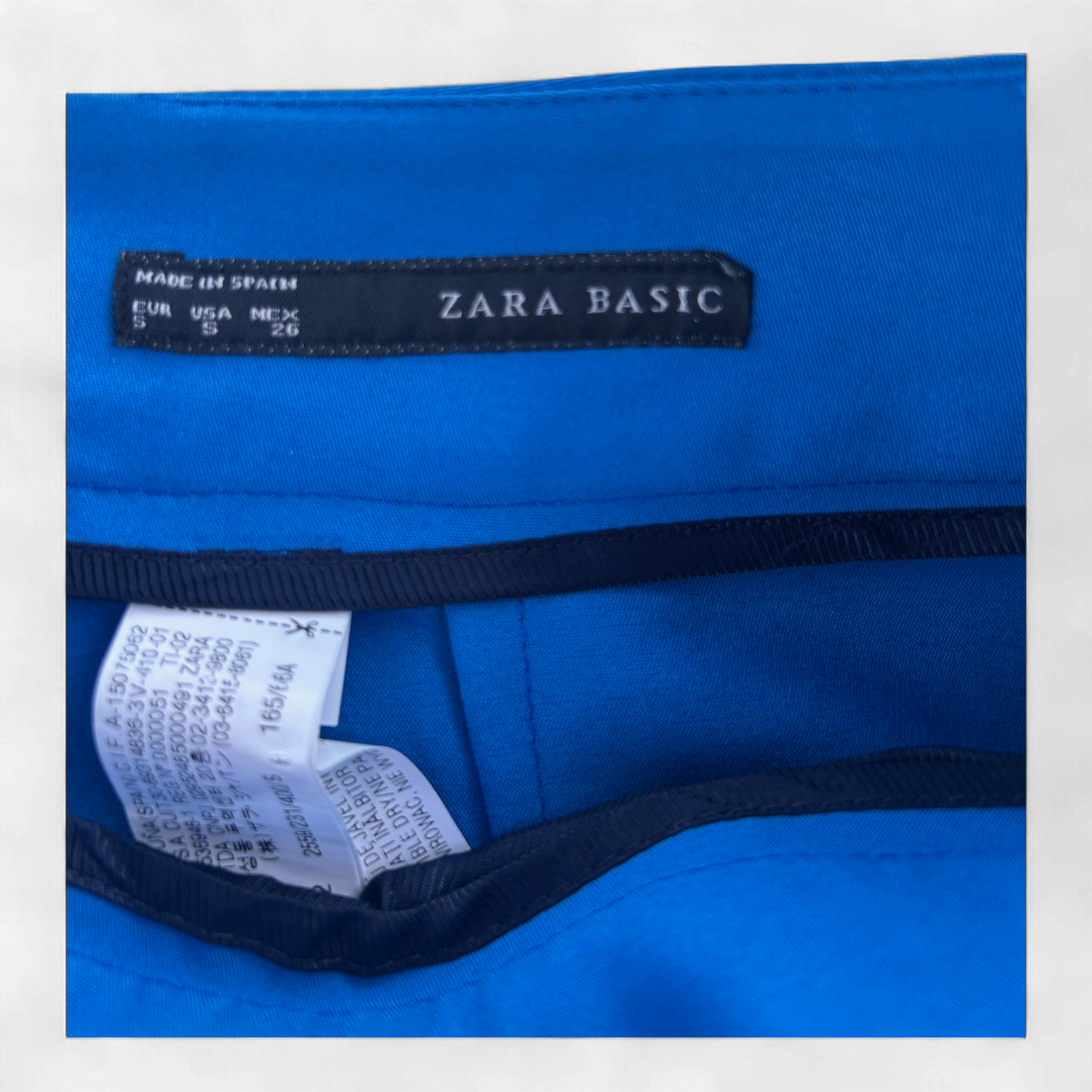 Zara Basic Rock S Blau Kurz Bleistiftrock Falten Reißverschluss Elegant Stretch