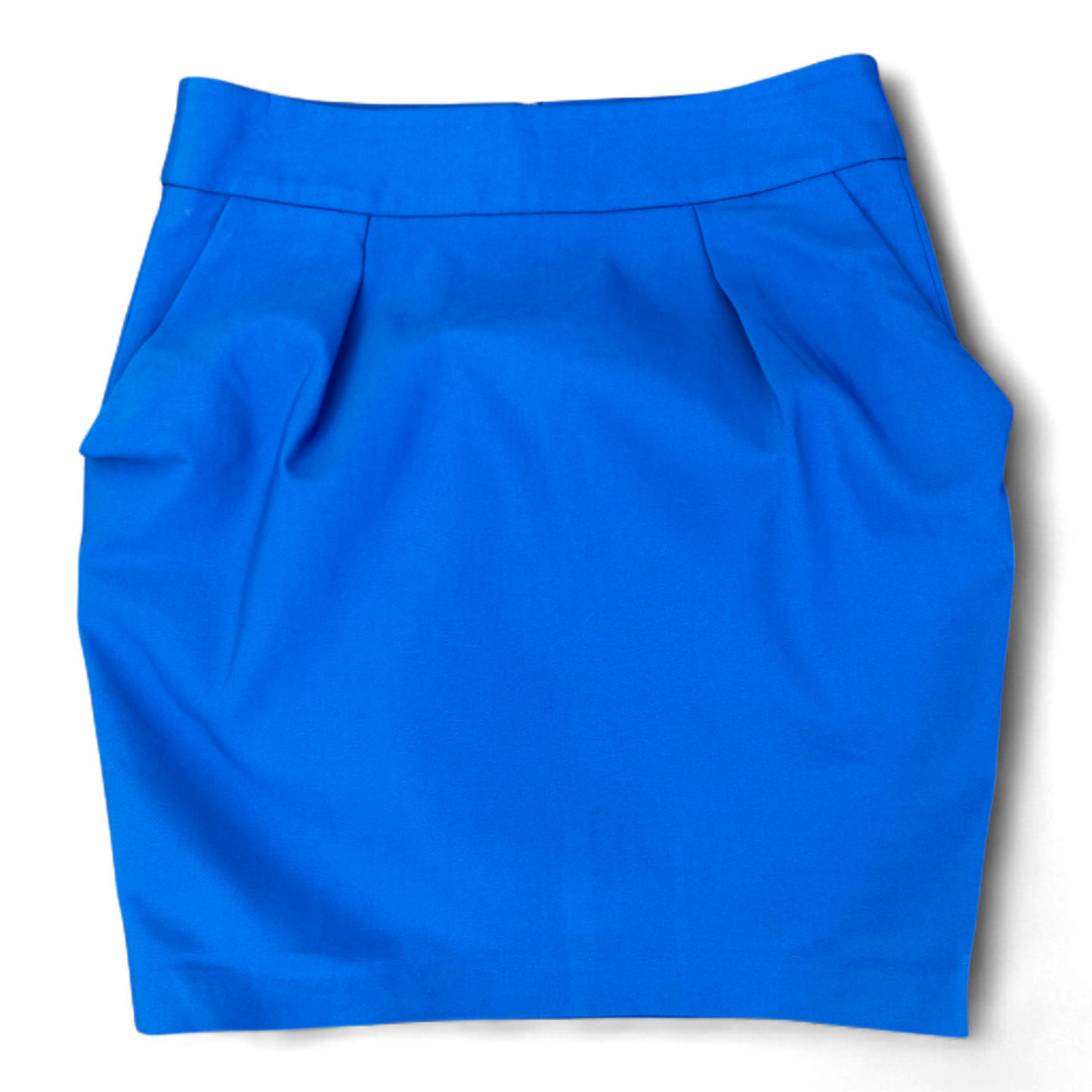 Zara Basic Rock S Blau Kurz Bleistiftrock Falten Reißverschluss Elegant Stretch