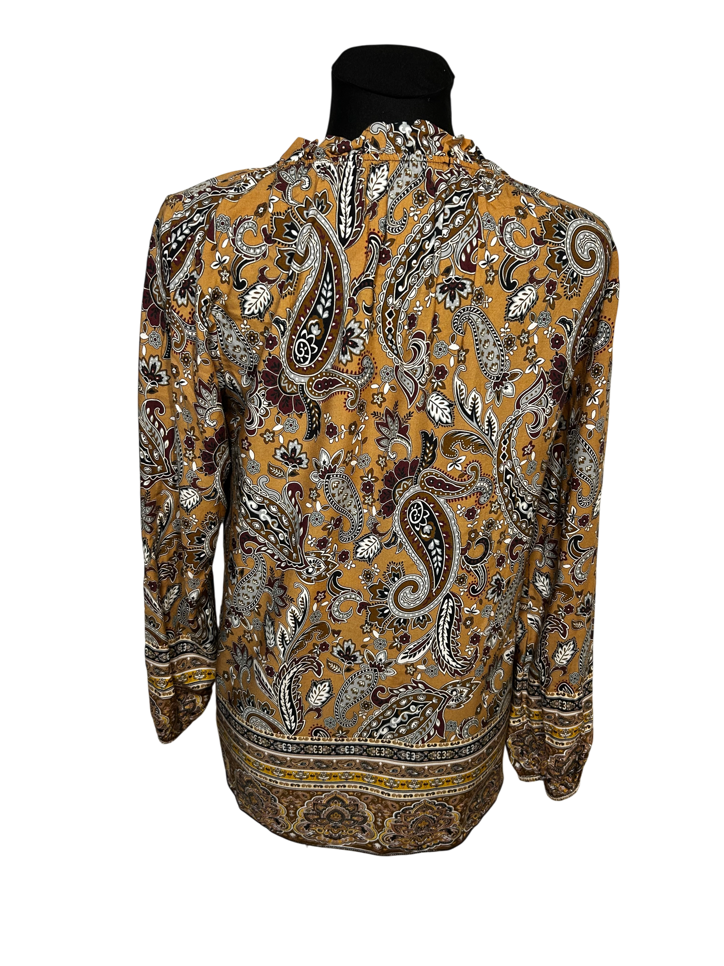 3 Stars Bluse Damen Gr 40 Viskose Paisley Muster Made in Italy Boho Langarm