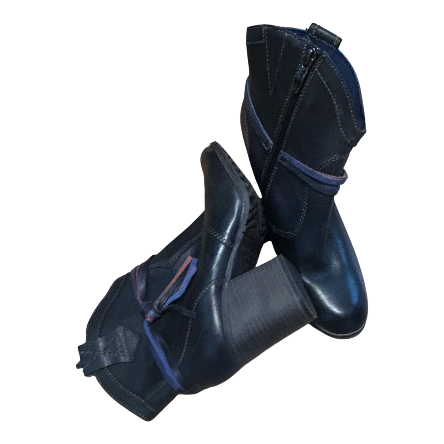 Tamaris Stiefeletten Damen Schuhe Gr 40 Schwarz Leder Blockabsatz Reißverschluss