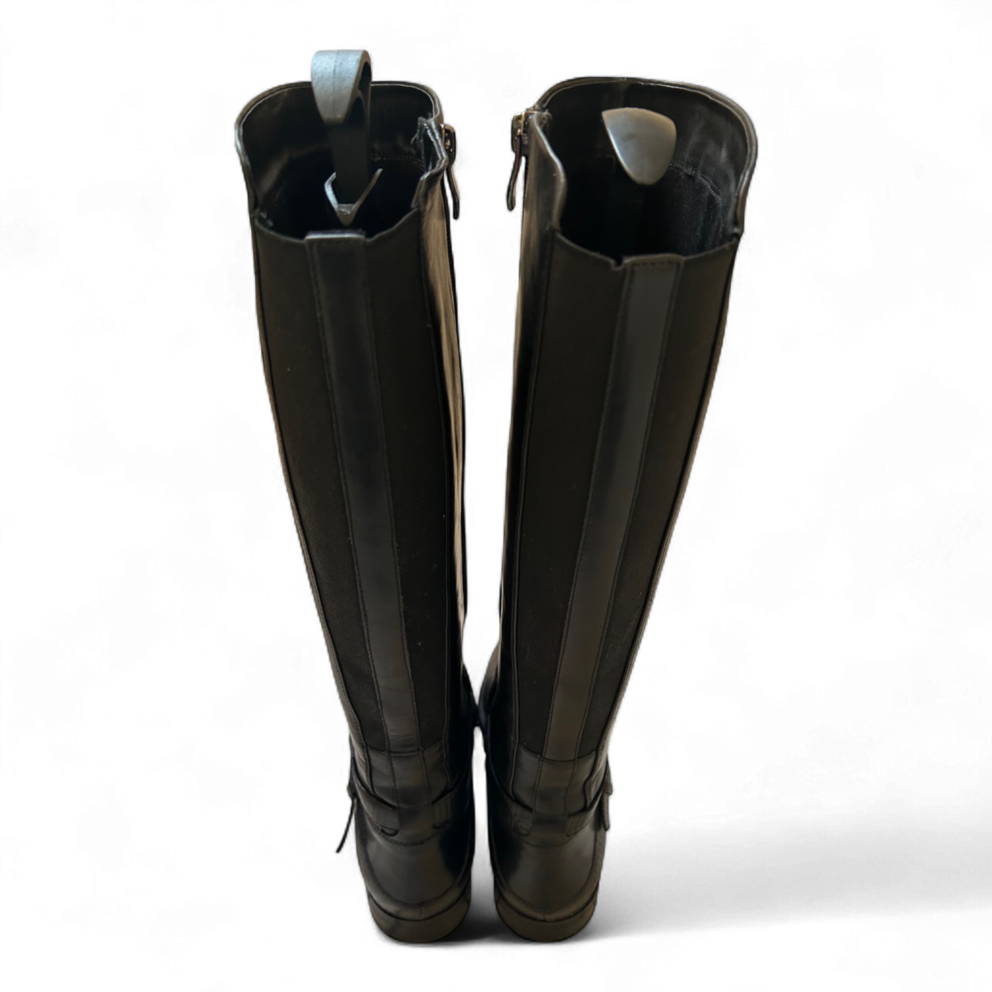 Tizian Lederstiefel Schwarz Gr 40 Reitstil Echtleder Schnalle Reißverschluss Top