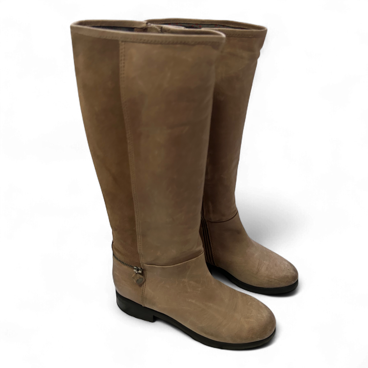Geox Lederstiefel Braun Gr 37 Echtleder Reitstil Seitlicher Reißverschluss
