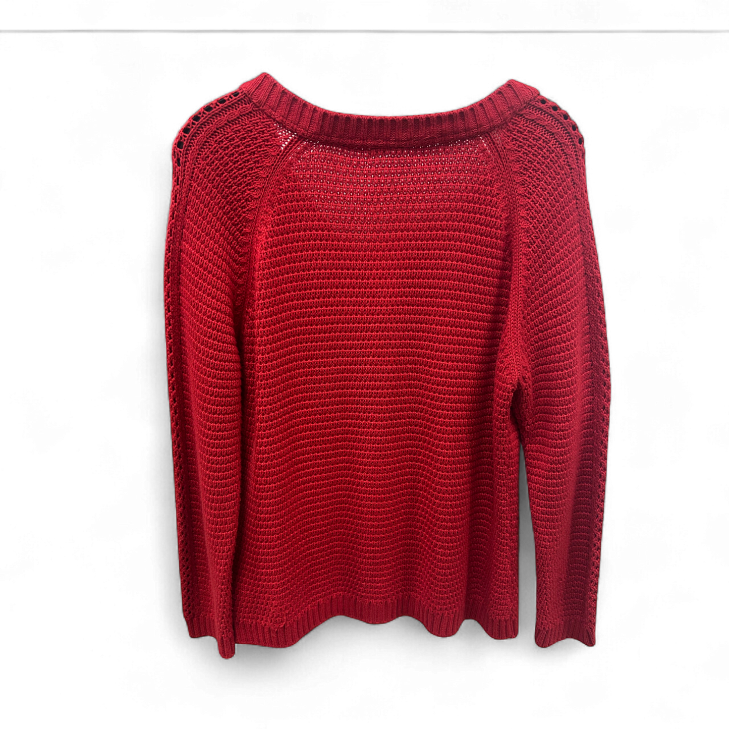 Street One Strickjacke Rot Gr 44 Zopfmuster Knopfleiste Baumwollmix Frühling