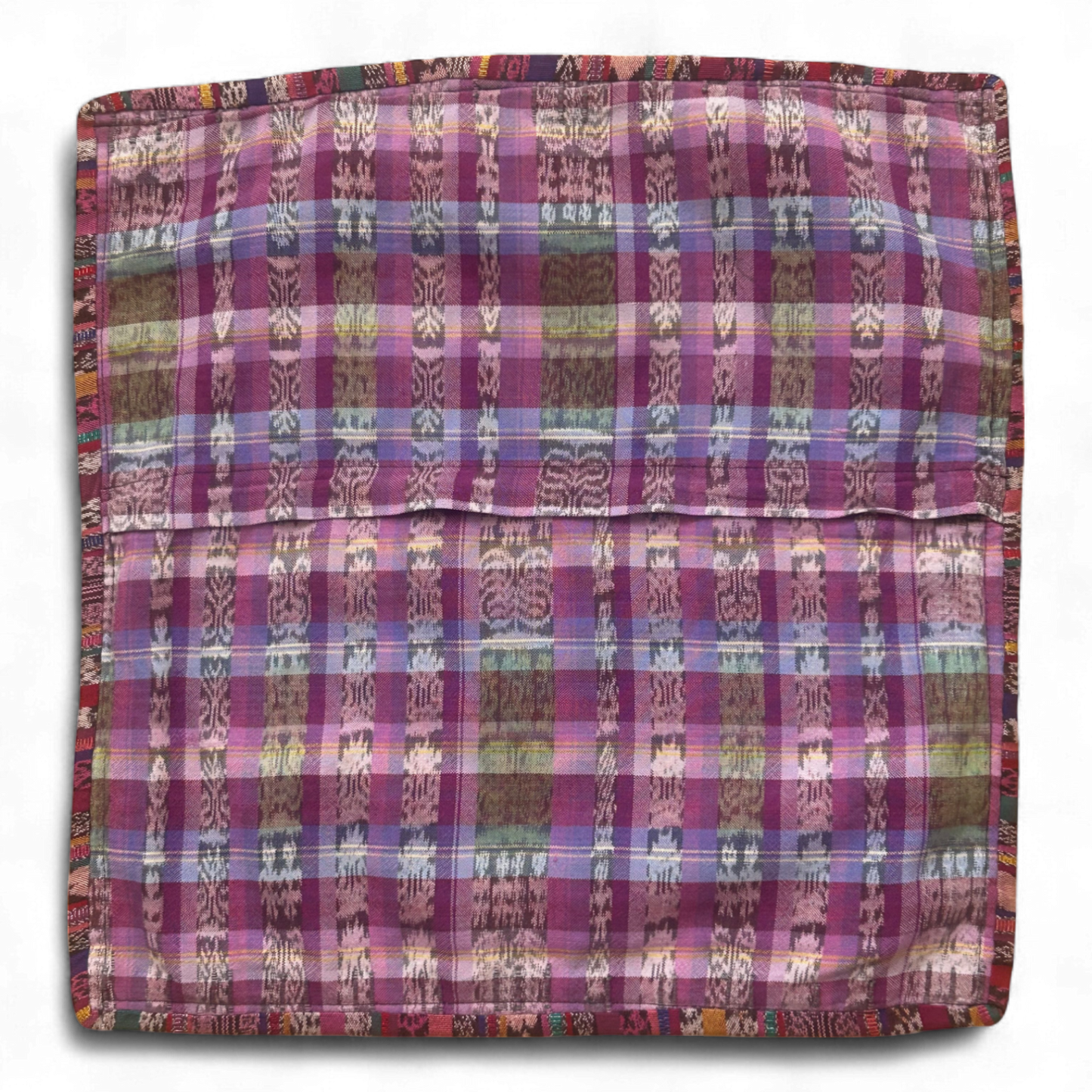 Kissenbezug Ethno 48x48 cm Bunt Baumwolle Handarbeit Guatemala Boho Deko Unikat