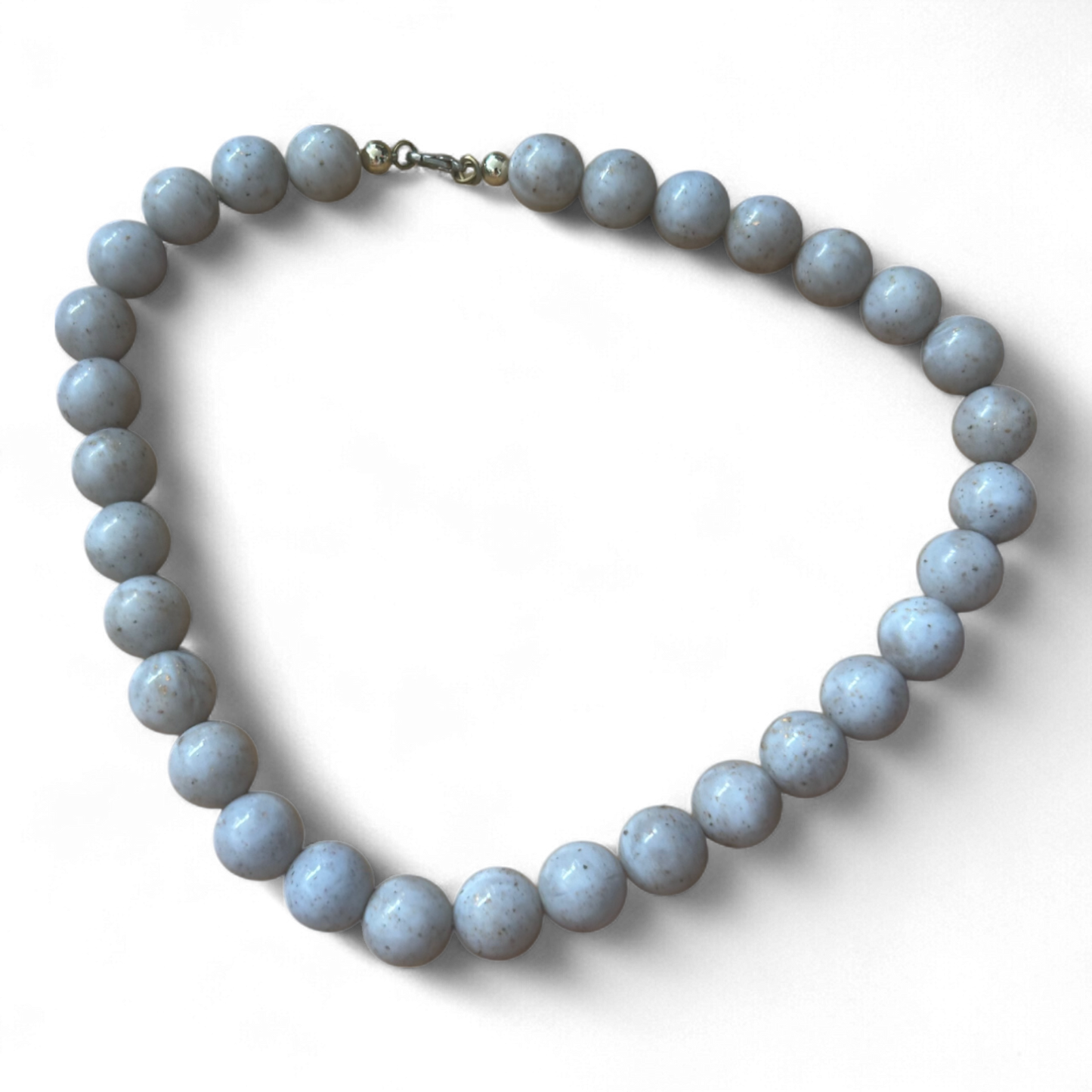 Glitzer Kette Weiß 43 cm Retro Look Kugel Design Vintage Schmuck Elegant