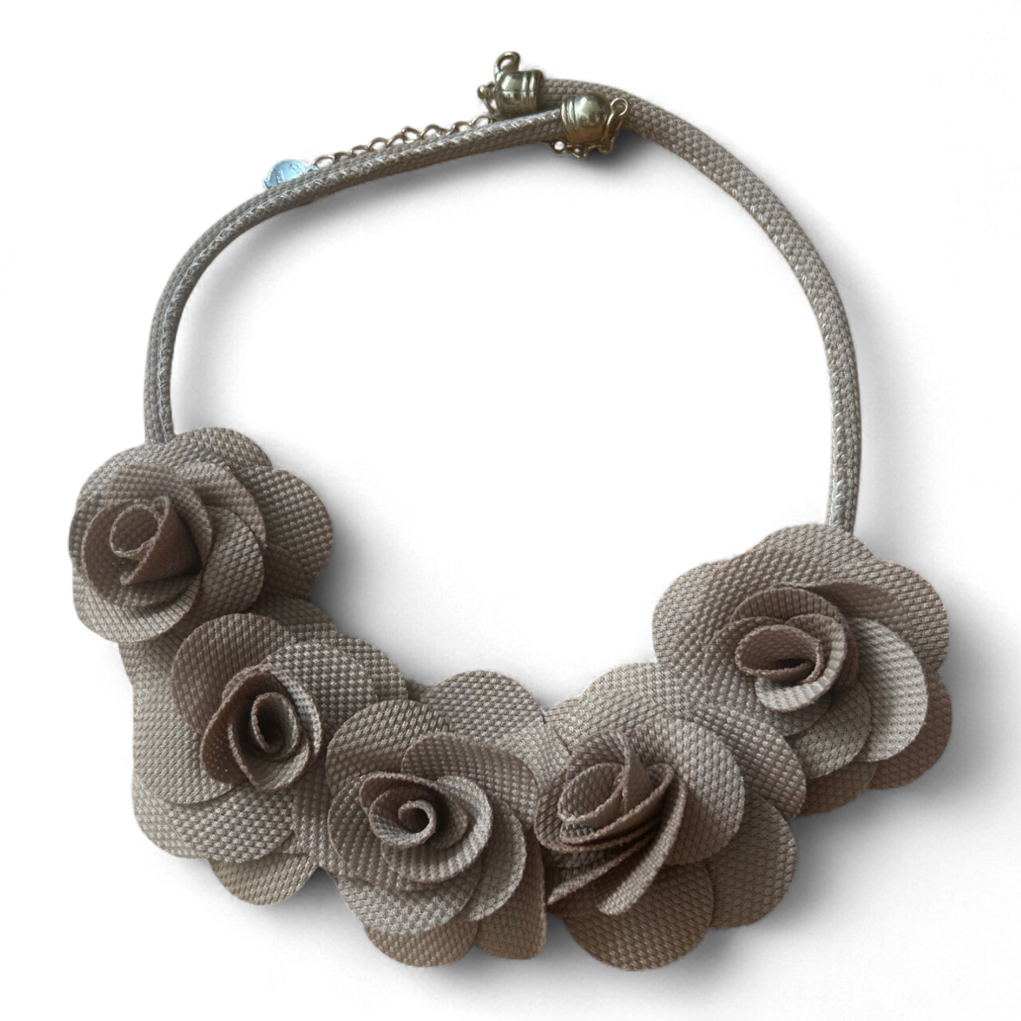 Statementkette Braun Blumen Textil Kunststoff Perlen Optik Festlich Verstellbar