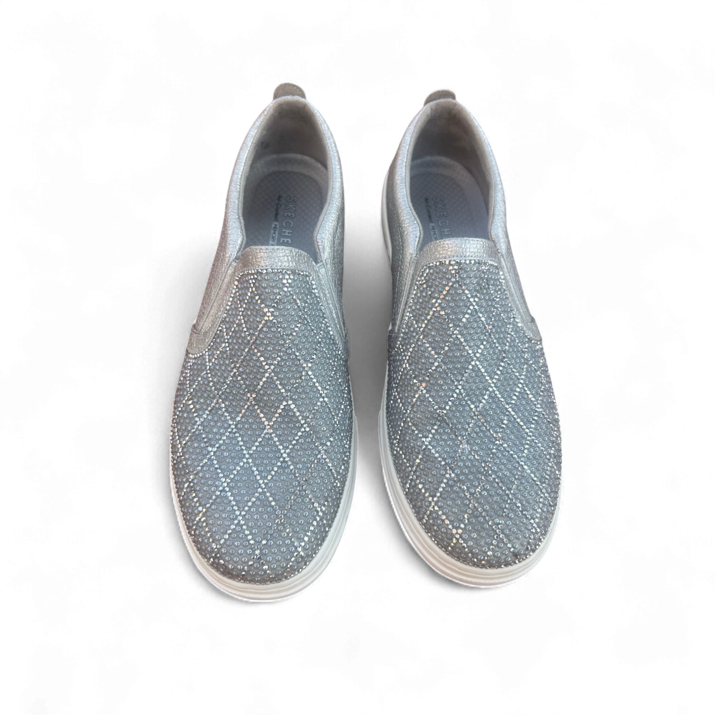 Skechers Slip-On Glitzer Silber Gr. 38 Damen Schuhe Memory Foam wie neu