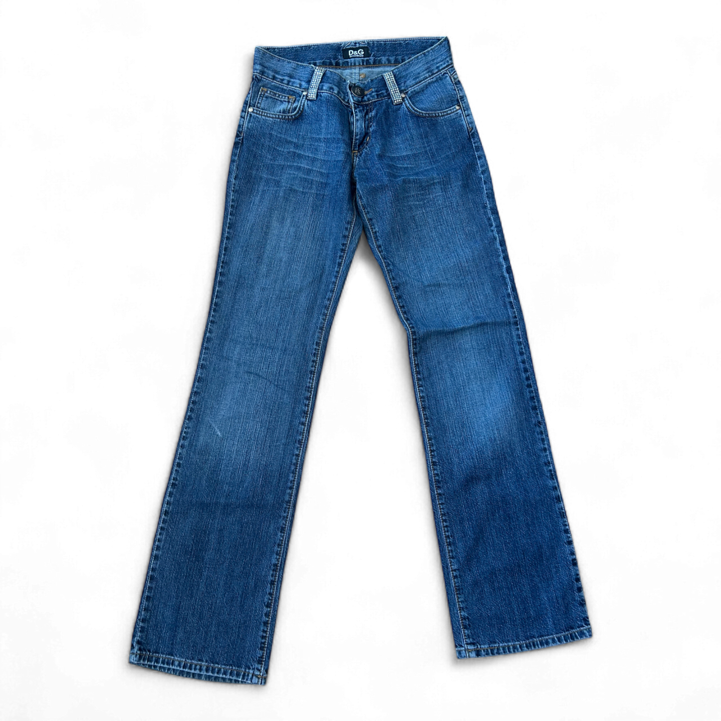 Dolce Gabbana Jeans W28 L32 Made in Italy Strass Y2K Vintage Straight Leg Denim