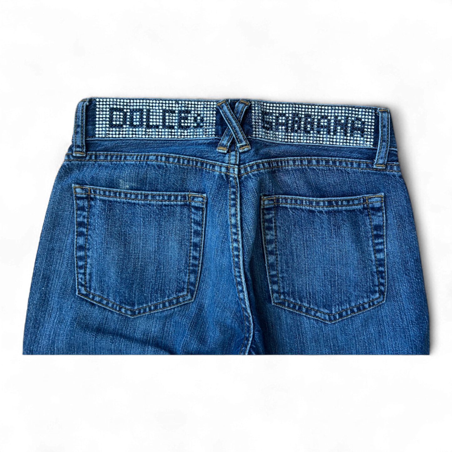 Dolce Gabbana Jeans W28 L32 Made in Italy Strass Y2K Vintage Straight Leg Denim