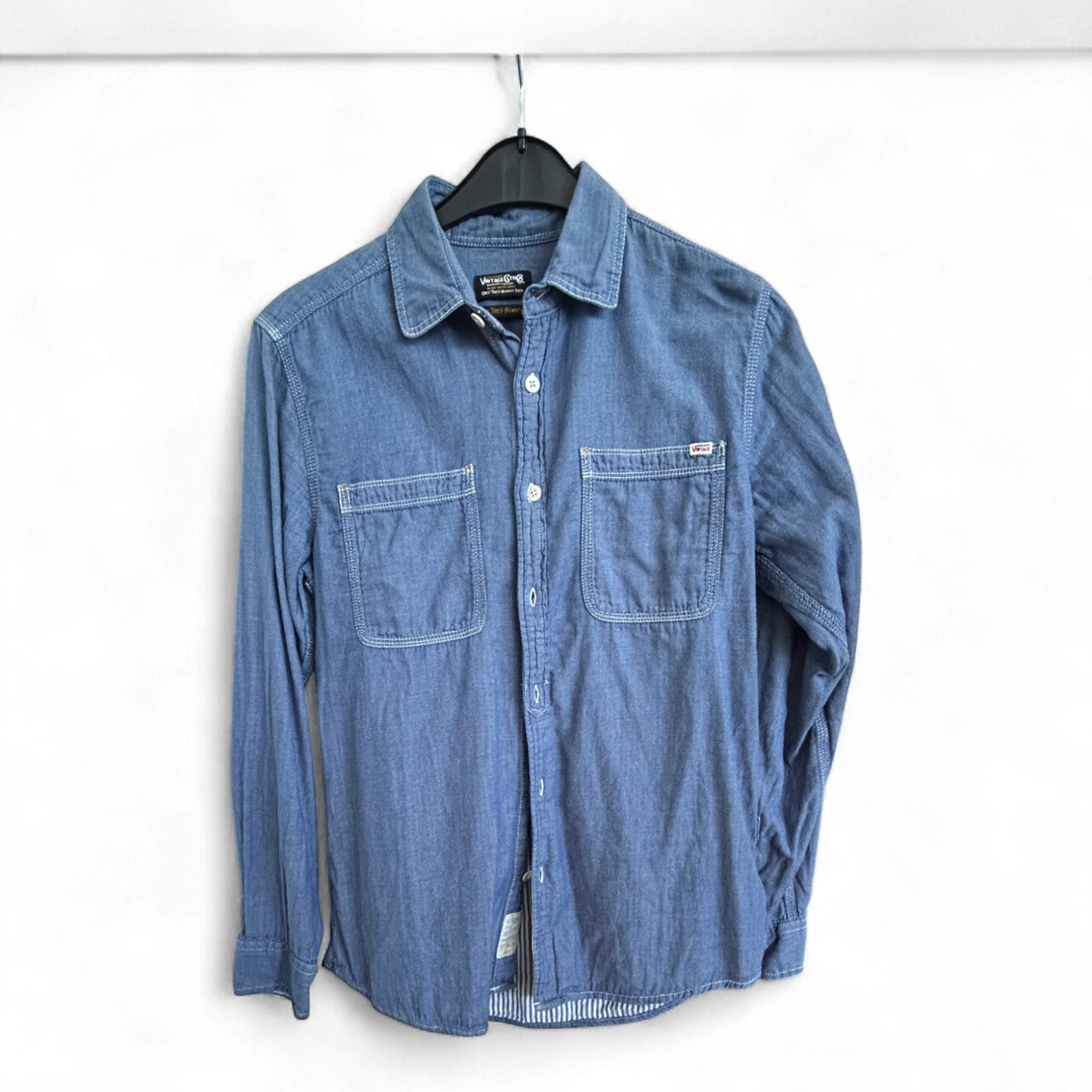 Jack & Jones Hemd M Denim Style Jeanshemd Langarm 100 % Baumwolle Vintage Look