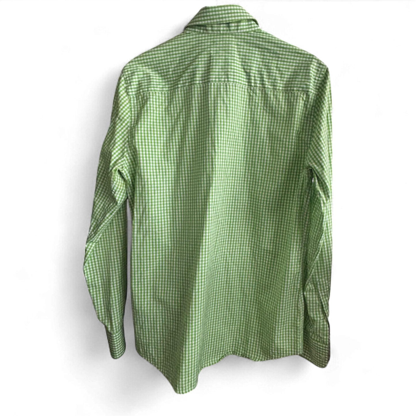 H&M Hemd M Grün Kariert Baumwolle Langarm 100 % Cotton Herrenhemd Freizeit