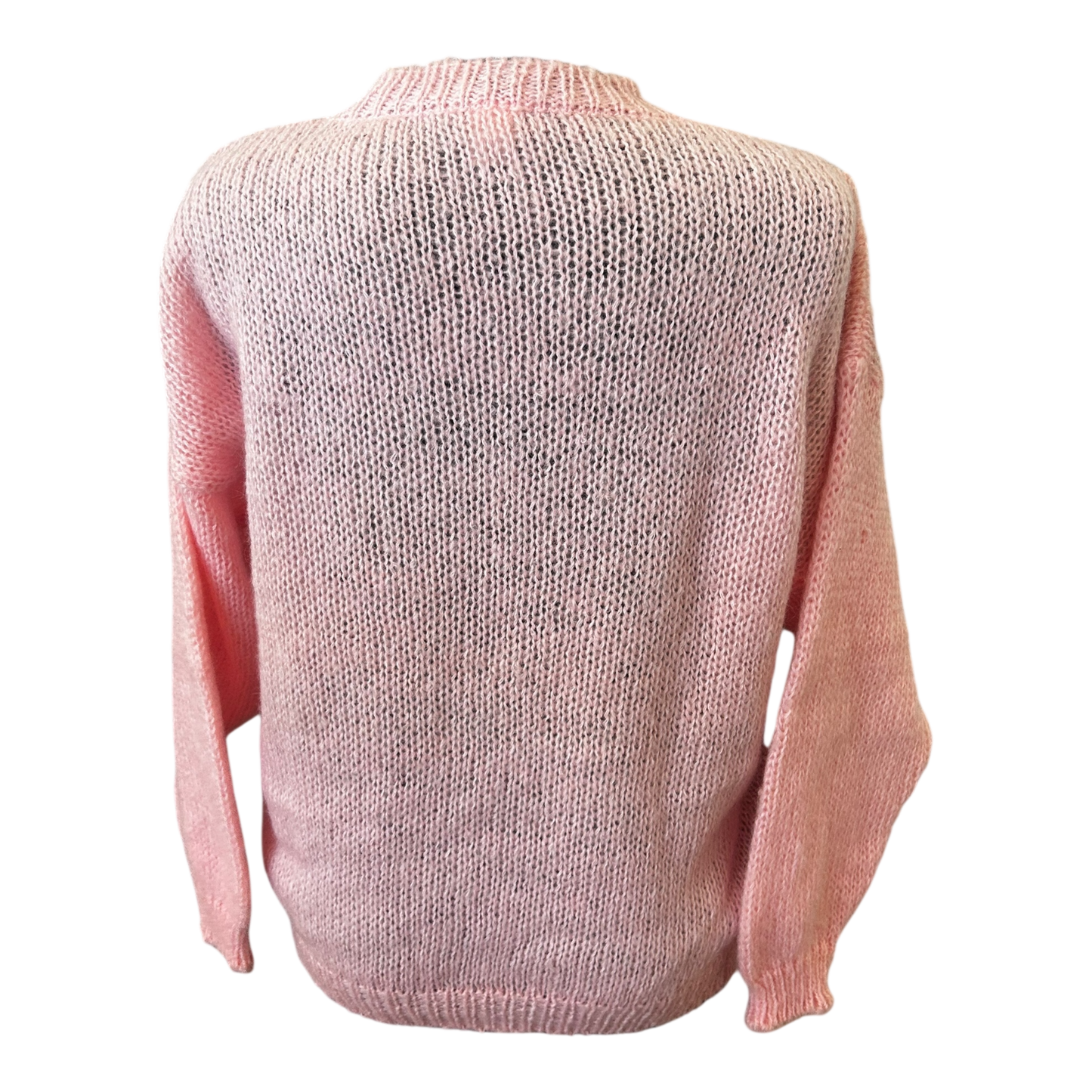 Vintage Damen Pullover Gr 36 Rundhals Grobstrick Mohair Wolle Bunt