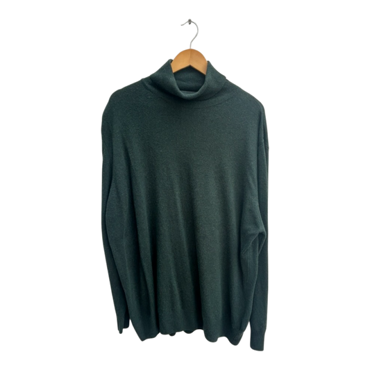 Pablo Pullover XL Unisex Rollkragen Schurwolle Kaschmir Viskose Grün Elegant Edel