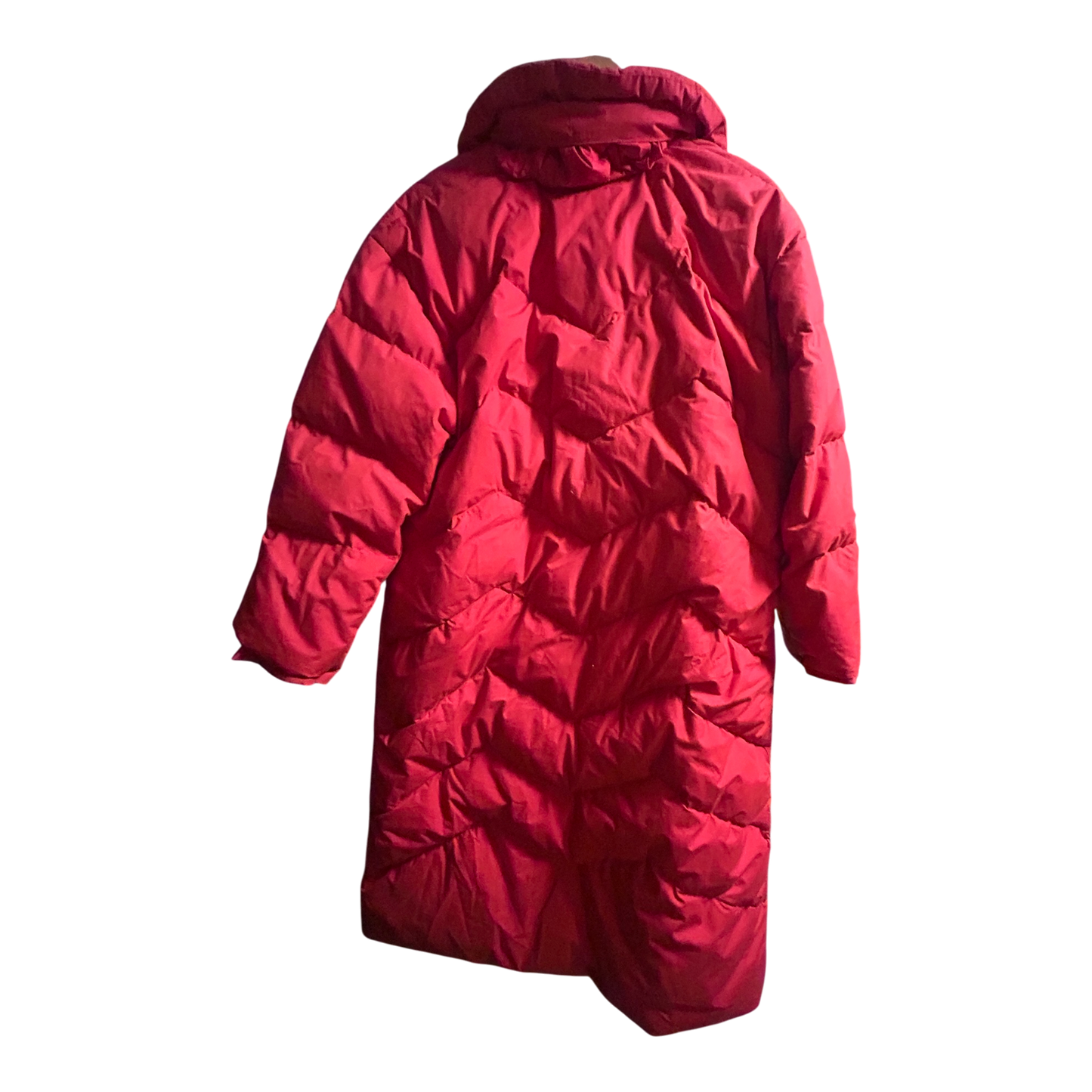 Elho Vintage Daunenmantel Rot Gr 40 90s Lang Daunenjacke Wintermantel Damen