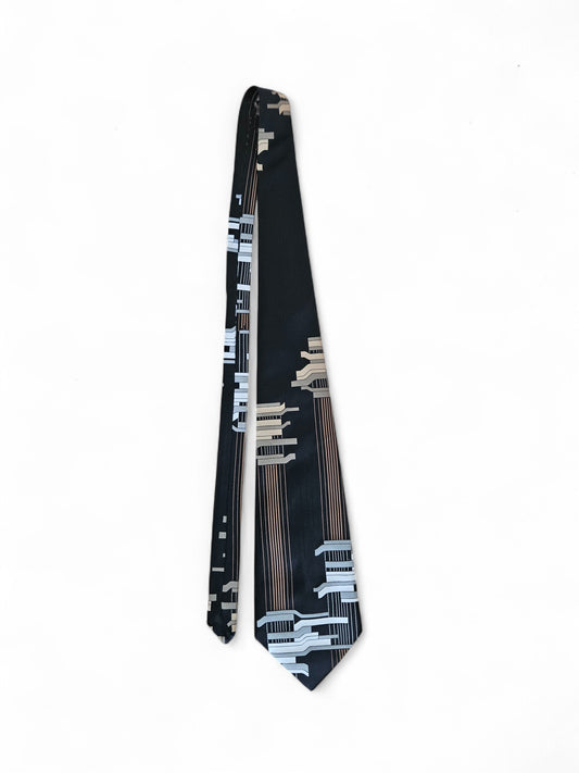Designer-Krawatte von 113 Mark Seven, schwarz, gemustert