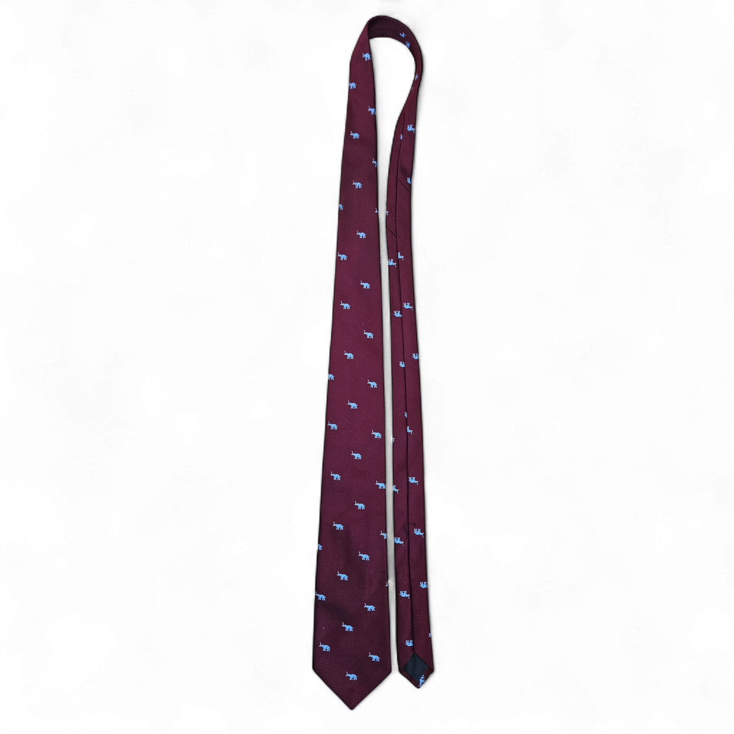 Designer-Krawatte "ASCOT" Reine Seide, Weinrot mit Elefantenmuster