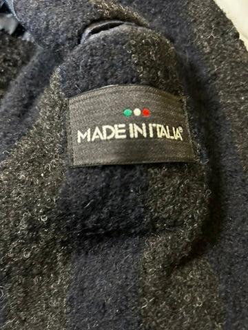 Mantel Herren Made in Italy Gr 50 Blau Grau Streifen Wollmantel Elegant Klassisch Vintage