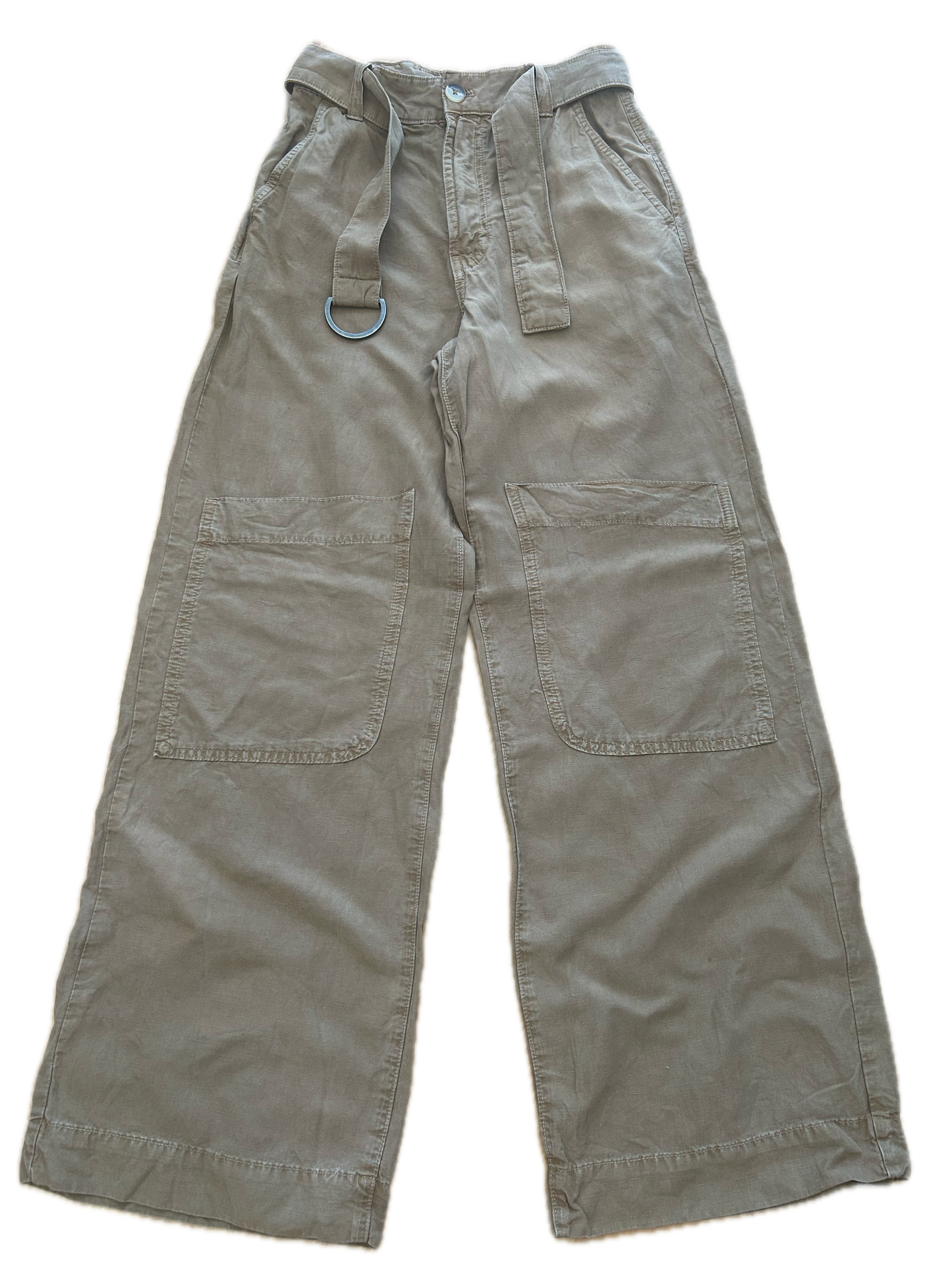 ZARA Baggy-Hose Braun mit Gürtel Gr. XS - 100% Baumwolle