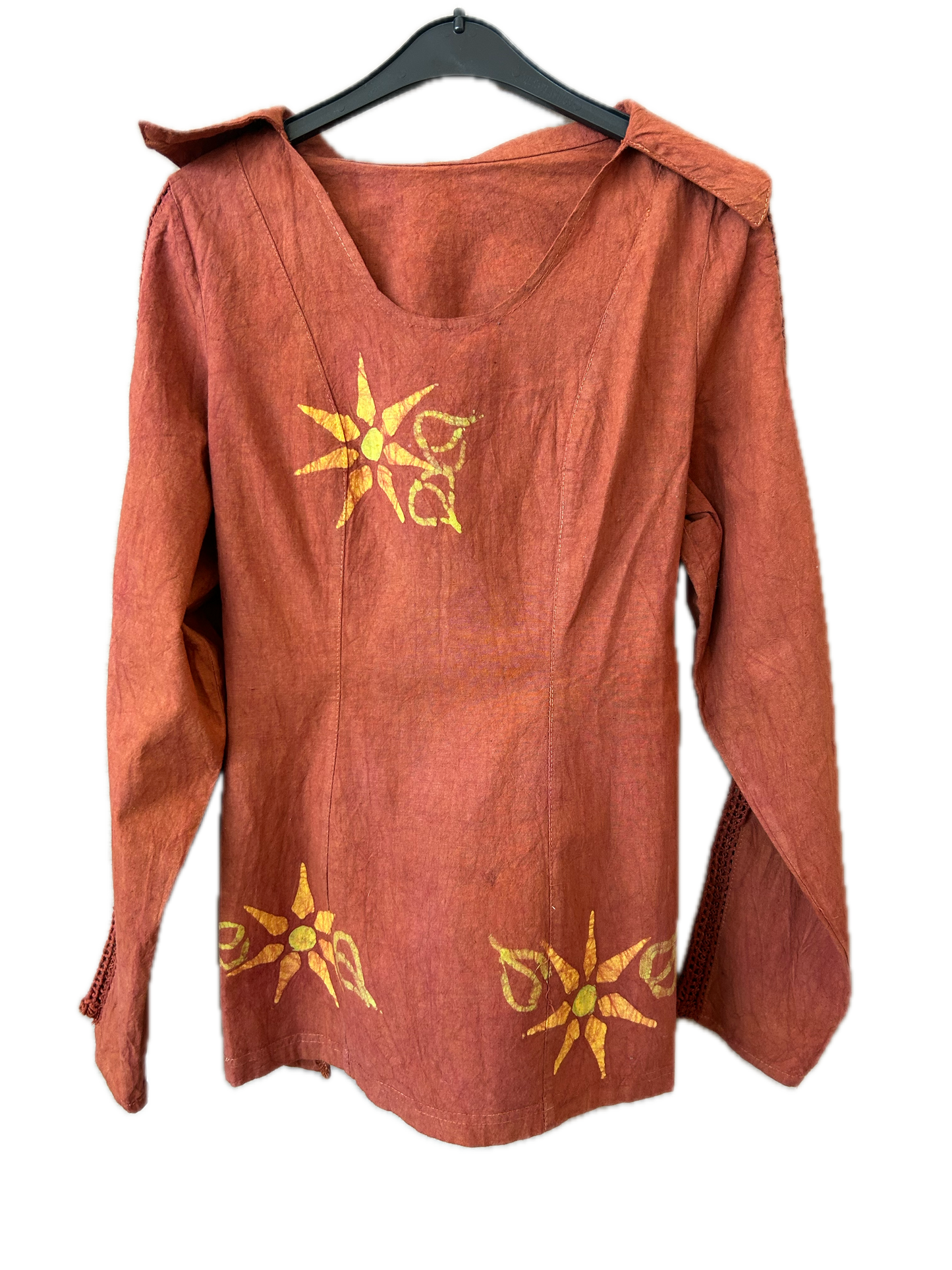 Bluse langarm Gr. S Boho-Style, orange