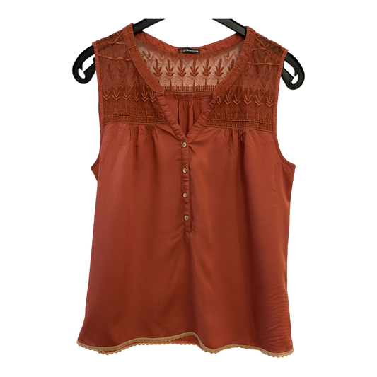 Street One Bluse Damen Gr XL Rot Sommerbluse Elegant Schlicht Ärmellos Chic