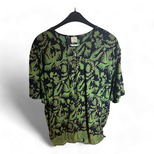Pure Panda Bluse Damen Gr L XL Exotisch Blumen Dschungel Print Sommer Leicht