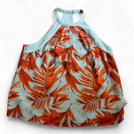 H&M Bluse Damen Gr 40 Türkis Blumen Muster Langarm Sommer Frisch Bequem