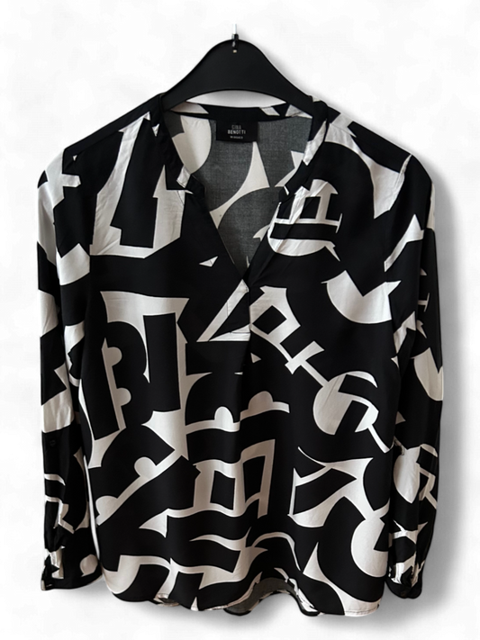 Elegante Gina Benotti Damen-Bluse aus Viskose, Schwarz-Weiß, Gr. M