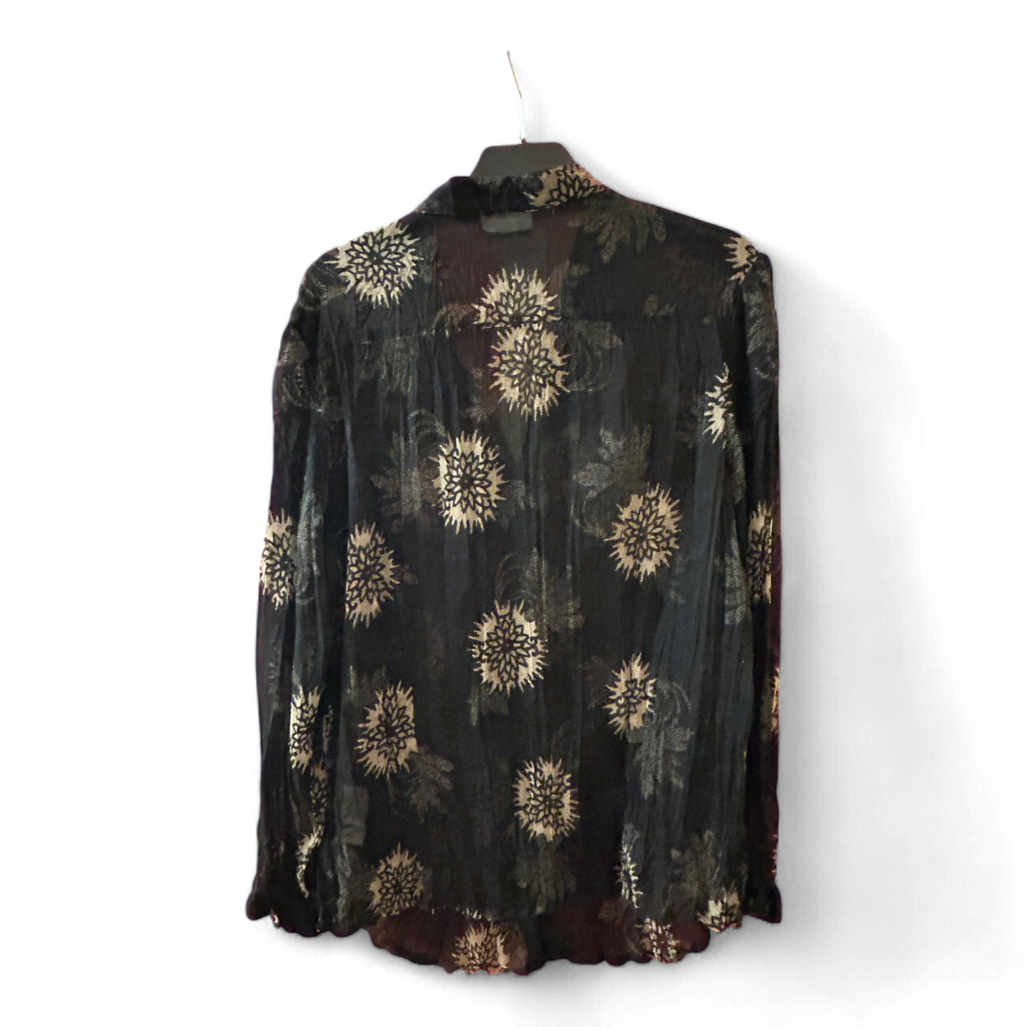 C&A Bluse transparent schwarz mit Muster Größe 48