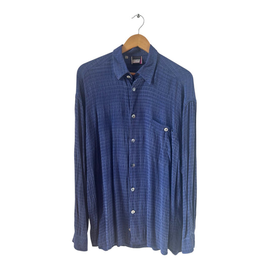 de Kale Tycoon Hemd Herren Gr M Blau Cupro Luxus Vintage Langarm Exklusiv