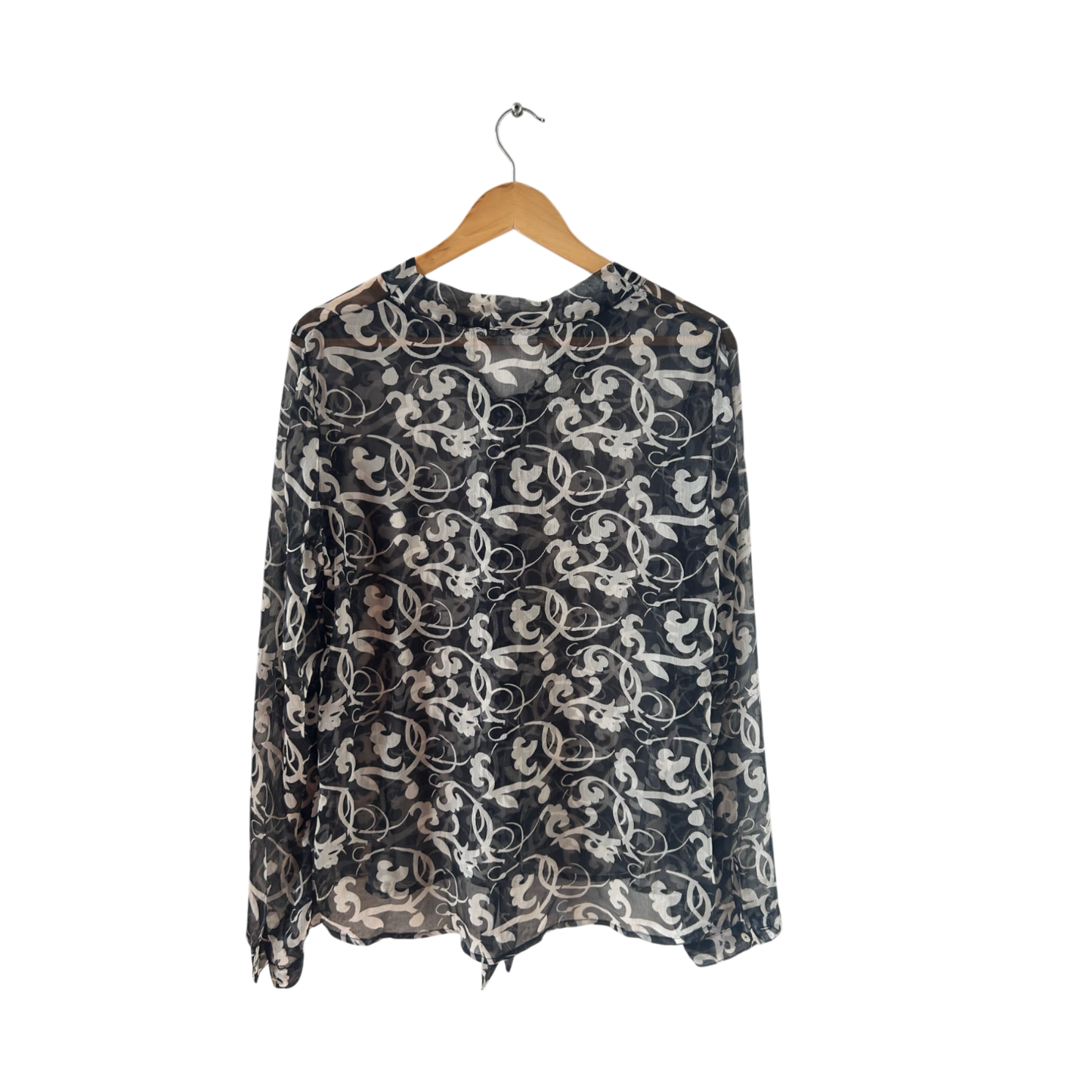 Street One Bluse Gr 40 Schwarz Weiß Transparent Muster Blusenshirt Elegant