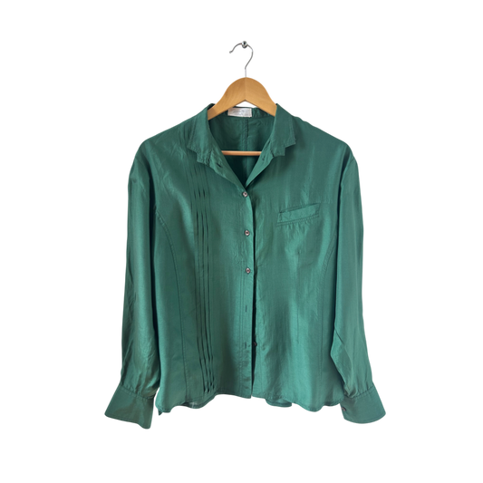 Marco Pecci Couture Bluse Gr 38 100 Seide Smaragdgrün Elegant Langarm Vintage
