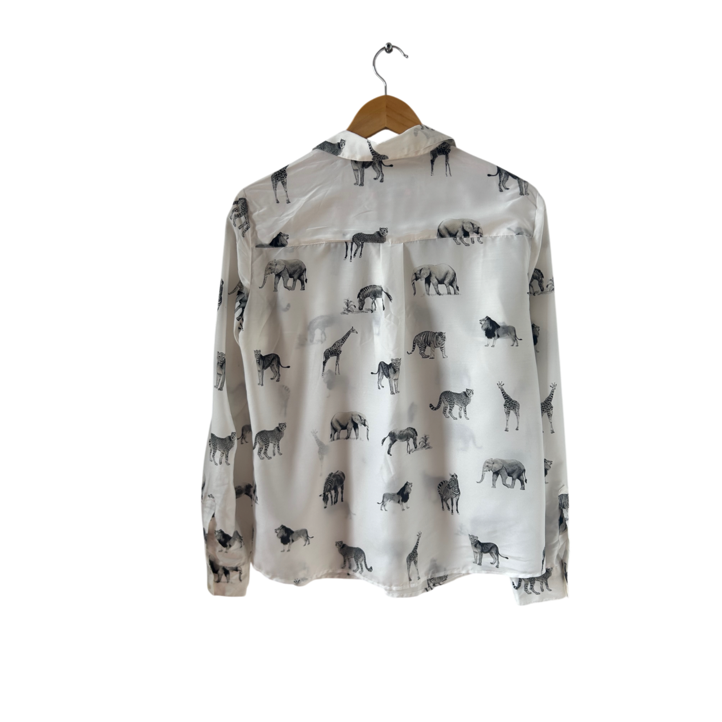 Oui Bluse Safari Gr 40 Weiß Schwarz Viskose Seide Langarm Edel Elegant