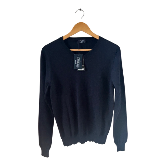 Dal Lago Club Pullover Herren S Blau Schurwolle Made in Italy Neu mit Etikett